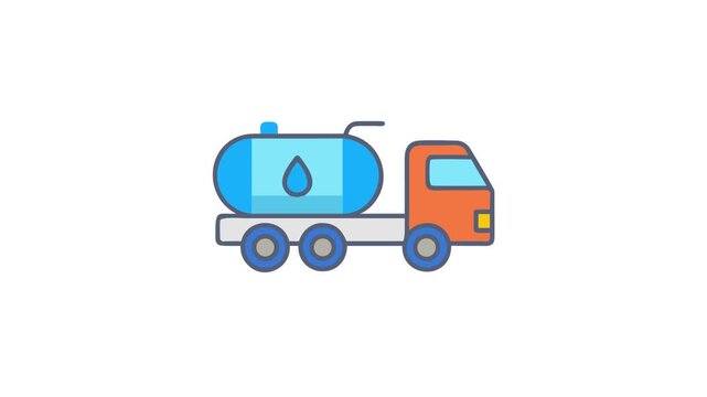 Colorful flat vector water truck on a White Background