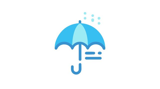 Blue umbrella protection with rain icon on White Background
