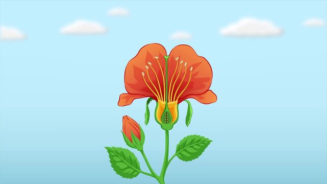 Educational Animation Of Autogamy Self Pollination Showing Pollen Transfer Within The Same Flower By Wind In Plant Reproduction