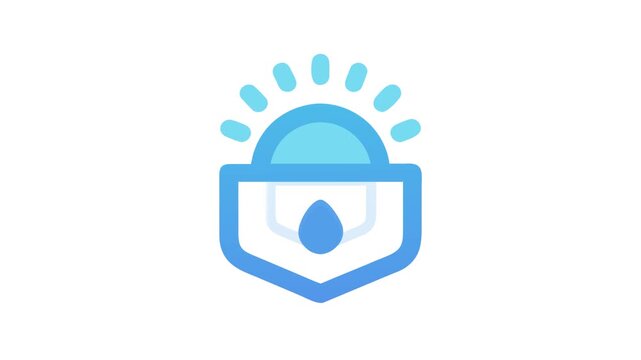 Abstract icon of sun water drop in pocket style