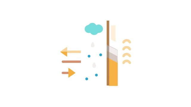 Schematic Illustration of Waterproofing Membrane with Arrows and Precipitation