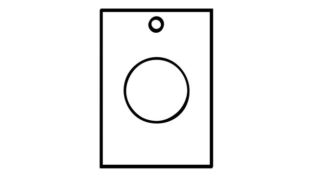 Professional identification badge card vector icon illustration featuring a plastic holder with a photo slot and lanyard, perfect for security access, corporate identity, and office hardware.