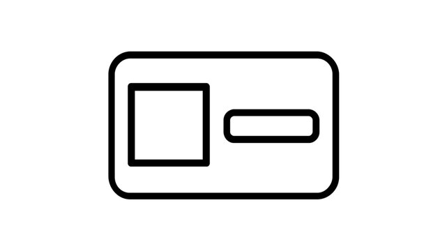 Sleek plastic identification badge card with photo slot and lanyard cord, a clean vector icon illustration for security systems, workplace access control, and corporate identity management.