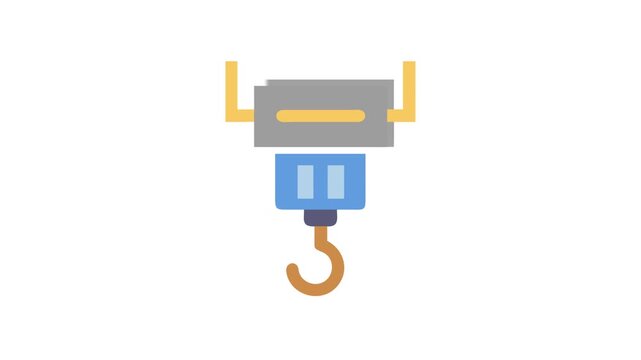 Industrial crane hook icon illustration, construction equipment concept