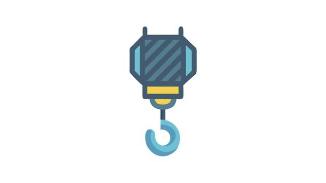 Stylized flat icon illustration of construction crane hook