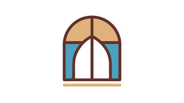 Stylized arch window icon on White Background simple design