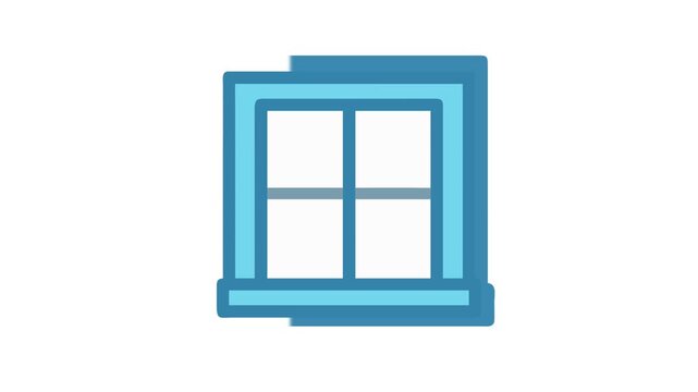 Illustration of a light blue window frame on White