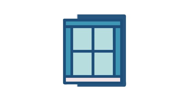 Stylized blue window graphic on White Background, minimal design