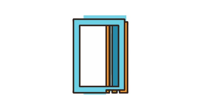 Stylized blue folder with brown outlines on White Background