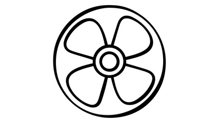 Fototapeta premium Four-bladed bronze ship propeller vector icon for large ocean-going vessels and maritime logistics illustration isolated on white background for industrial shipping and naval engineering.
