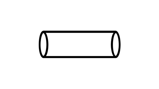 Cylindrical mailing tube vector icon featuring a long white cardboard cylinder with plastic end caps for protecting posters and documents during postal shipping and logistics illustration.