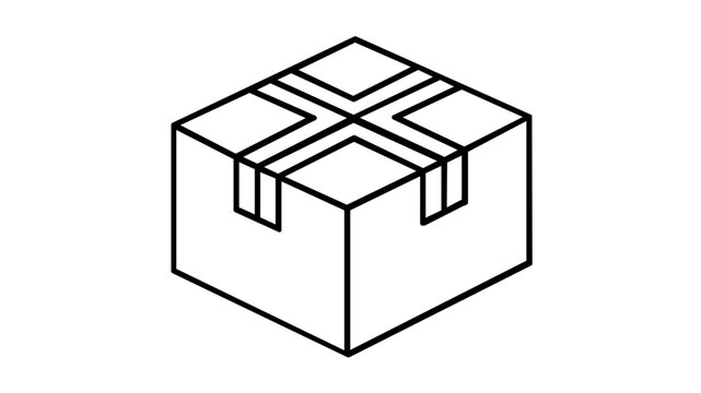 Closed cardboard box vector icon representing a brown corrugated parcel sealed with clear packing tape for shipping and delivery logistics in a professional ecommerce illustration style.