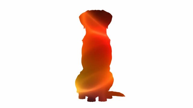 Colorful Dog Silhouette with Gradient - A vibrant gradient silhouette of a sitting dog is featured against a clean white background. The silhouette radiates warmth and a sense of loyalty.