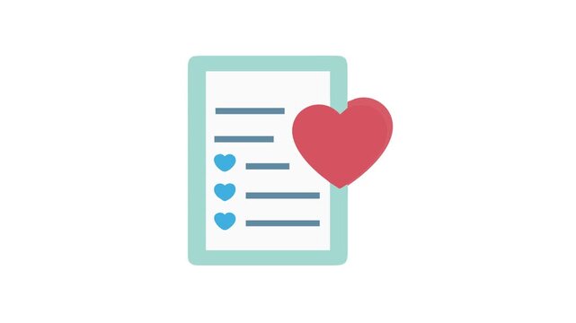 Love List Reminder in flat design style on White