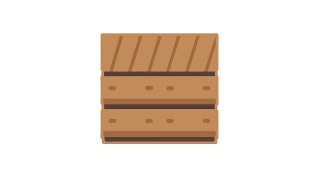 Brown Wooden Crate Container Box on Dark Background Illustration