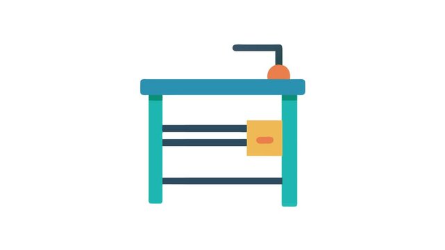 Flat design blue counter table illustration on White backdrop