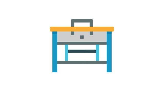 Pixelated workbench illustration against a White Background graphic design