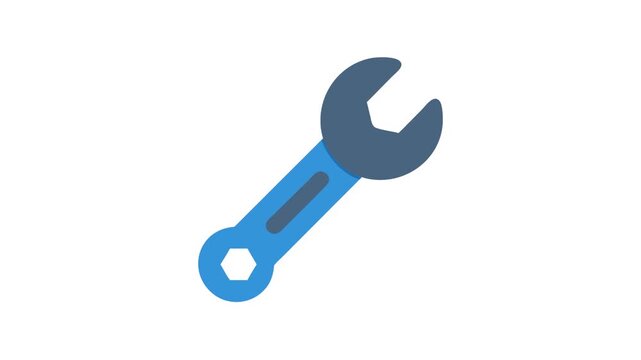 Blue wrench tool on a White Background in vector