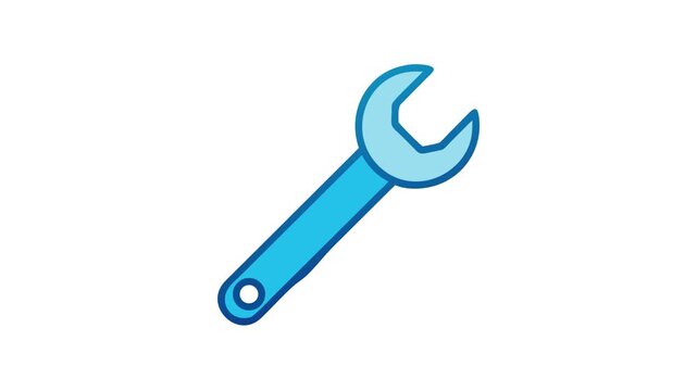 Blue wrench icon on White Background for service support