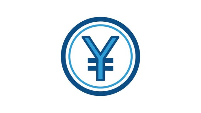 Isolated blue yen symbol on White Background for finance