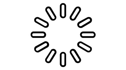 Fototapeta premium Broken-arc circular spinner with dotted segment trail — flat vector icon for processing status, software buffering, data cycle indication, and digital synchronization in modern interface design