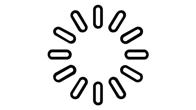 Circular loading ring with a segmented progress trail, flat vector icon illustration for data science processing, minimalist buffer symbol for digital interface and software application.