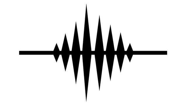 Scalable illustration of a sound wave frequency line with diverse peaks and valleys, perfect as a modern vector icon for speech analysis and audio signal data visualization concepts.