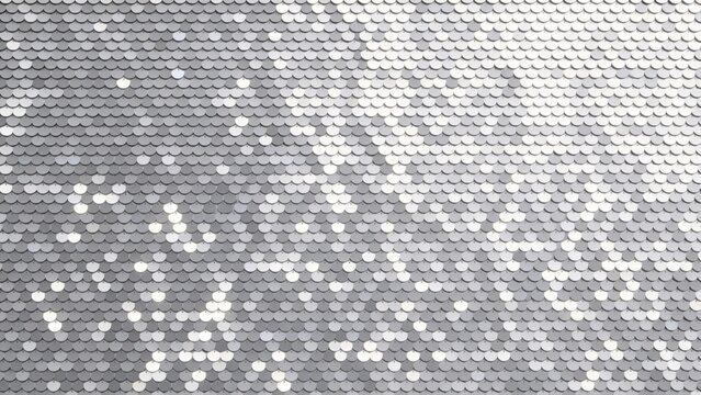 Flat highly reflective silver sequin texture