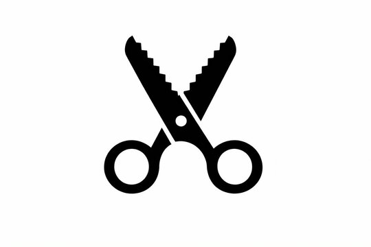 Black pair of scissors with serrated edges in open position