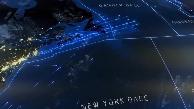 Futuristic Digital World Map with HUD Data Interface and Glowing Connection Points