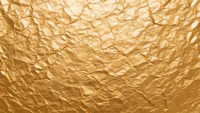 Flat crushed gold leaf metallic foil texture