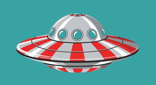 ufo flying saucer cartoon illustration a retro alien spaceship for science fiction and space exploration.