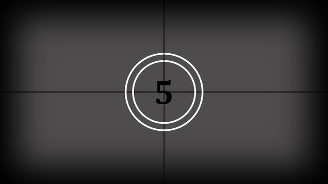 retro countdown animation 10 to 0 number 4k video.Old film strip countdown 5 to 0 in grey color. Vintage defocused film look, flicker, grain and scratches effect. 4K animation.