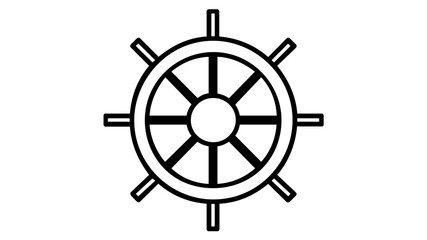 Obraz premium Professional eight spoked wooden ship wheel vector icon for cloud service orchestration and container management systems, minimalist flat illustration for modern technology and web design.