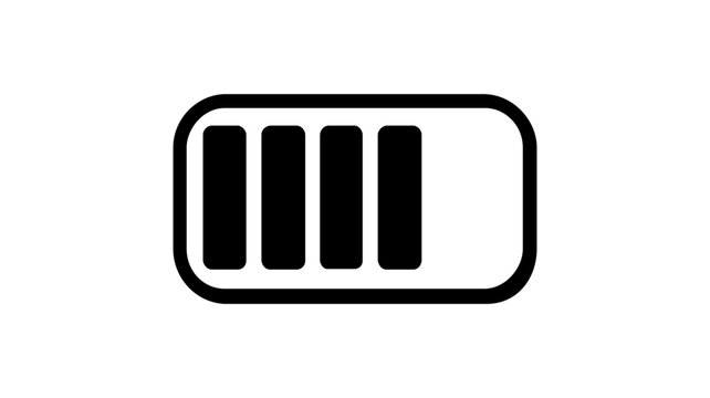 Professional green battery cell illustration with three-bar charge indicator symbol for energy efficiency and power management in digital workspaces, clean flat vector icon design element.
