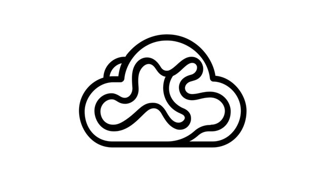 Clean vector icon illustration of a fluffy white cloud with a blue outline border representing cloud computing storage and web services for digital data management in a minimalist design.