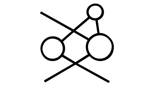 Scalable vector icon illustration depicting a triangular network of connected nodes and glowing spheres for cloud computing web services and digital data communication in a minimalist style.