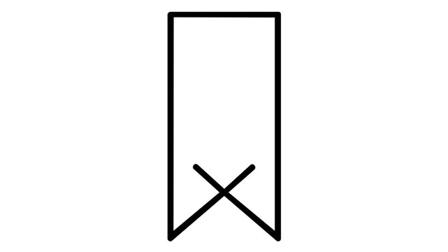 Professional red silk ribbon bookmark vector icon with a notched V-shaped bottom, clean minimalist flat illustration for business journals, reading progress indicator isolated on white.