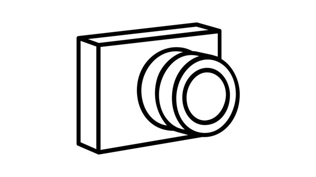 Modern compact digital camera vector icon with large glass lens. This sleek photography equipment illustration is ideal for professional photographers, creative hobbyists, and social media content