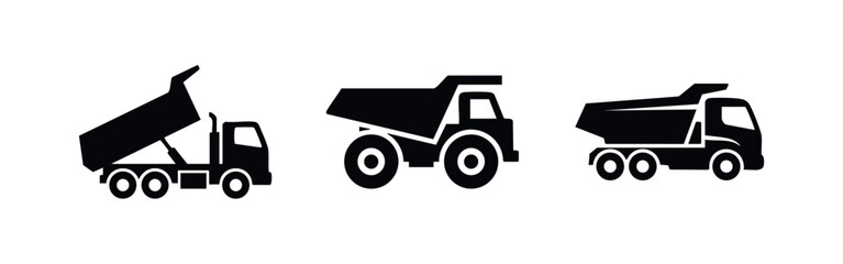 Dump Truck and Tipper Icons for Construction and Mining © Lili