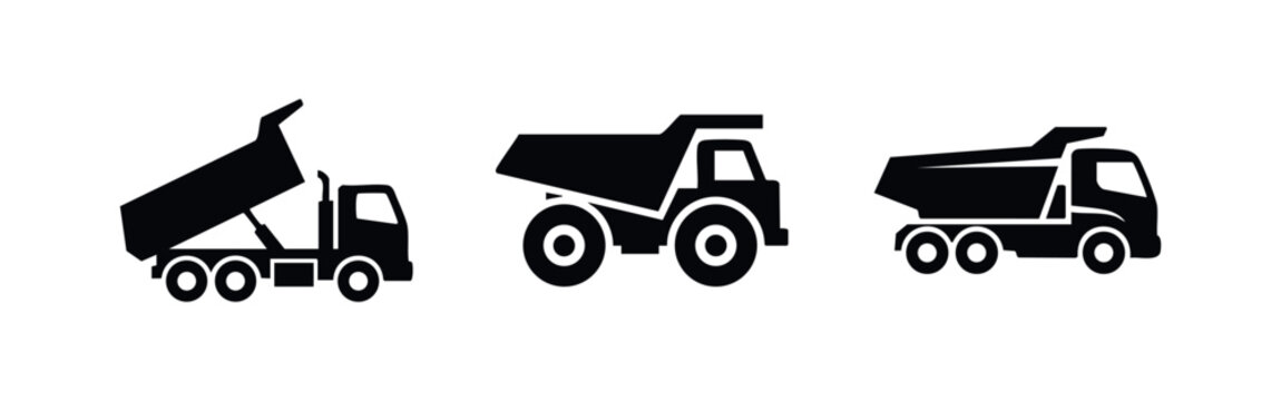 Dump Truck and Tipper Icons for Construction and Mining