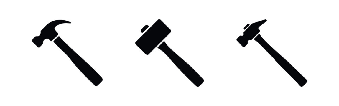 Hammer, Mallet and Construction Tool Icons Set