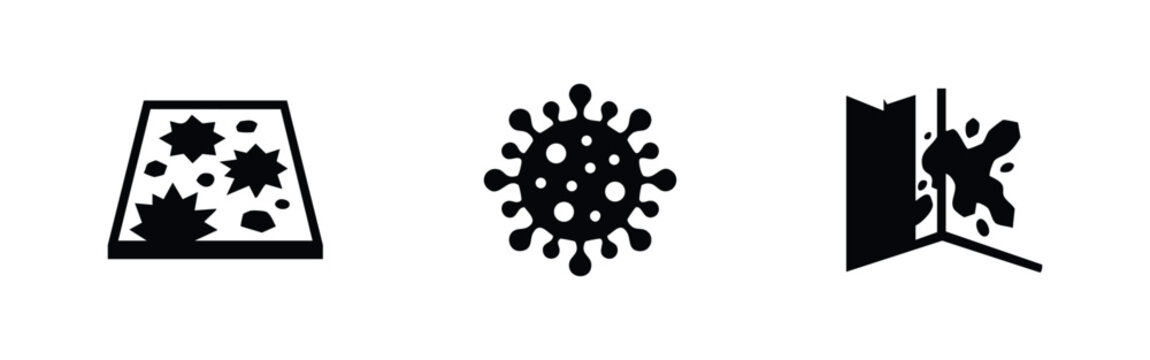 Mold, Bacteria and Water Damage Stain Icons Set
