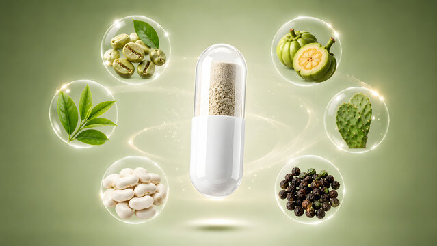 Green coffee beans, Green tea leaves, White kidney beans, Garcinia Cambogia, Cactus extract, Black peppercorns