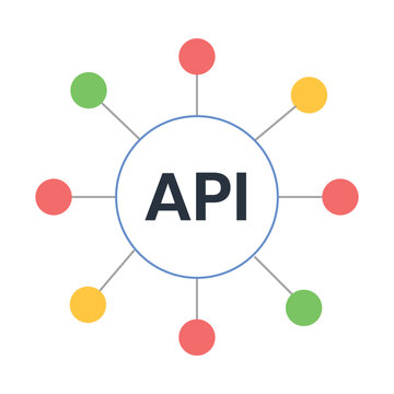 Flat vector API integration icon for software development