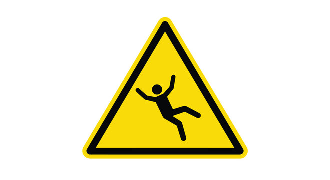 warning sign with falling person icon yellow and black