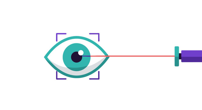 Laser Eye Surgery and Vision Correction Vector Illustration - LASIK Ophthalmology Concept