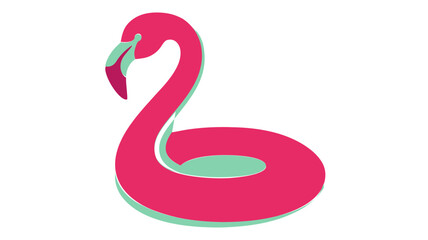 Fototapeta premium Flamingo pool float colorful line vector icon, minimalist illustration for summer vacation and beach party theme, flat scalable design element for travel brochures and leisure activities graphic.