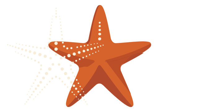 Creative orange starfish line vector icon and flat minimalist summer beach vacation illustration, vibrant tropical marine life design element isolated on white background for tourism and leisure