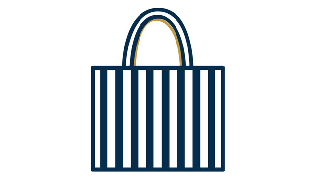 Colorful striped tote bag vector icon for summer travel and beach vacation illustration isolated on white background, perfect for nautical fashion shopping and holiday accessory design element.